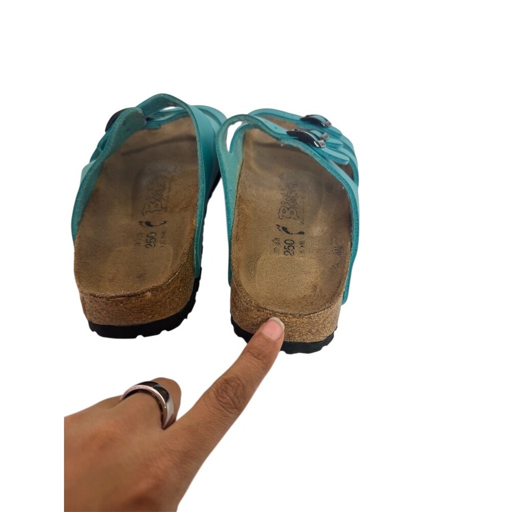 Birki’s by Birkenstock Florida Womens Slide Sandals Blue 3 Strap Buckle Sz 39 - Picture 11 of 14